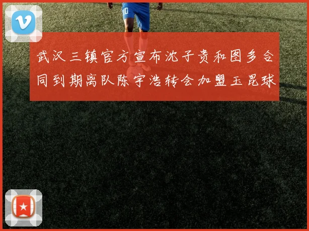 武汉三镇官方宣布沈子贵和图多合同到期离队陈宇浩转会加盟玉昆球队